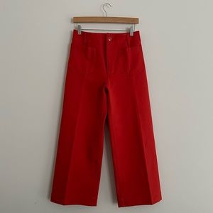 SOLD Maeve by Anthropologie Orange Cropped Wide Leg Colette Ponte Knit Pants